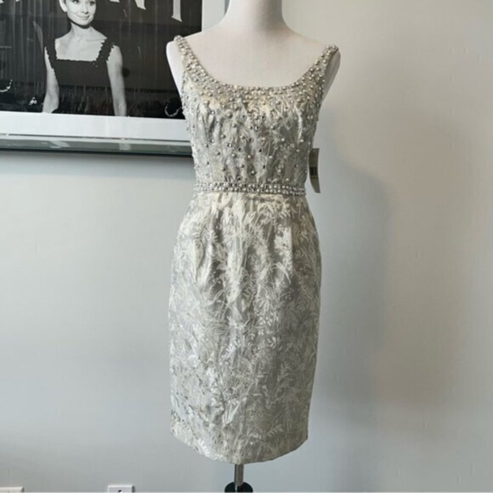 NWT Carmen Marc Valvo Embellished Occasional Dress (c)